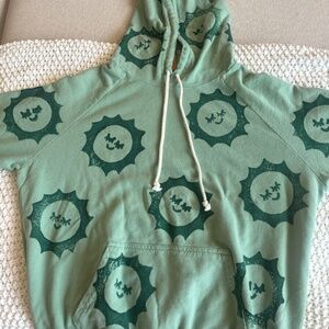Big Bud Press Sage Green Sun Baby Paintstamp Hoodie Sweatshirt Unisex Size XS.